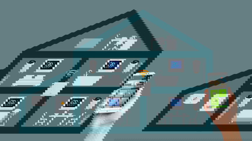 Room-by-room heating control diagram with wireless thermostats and central hub.